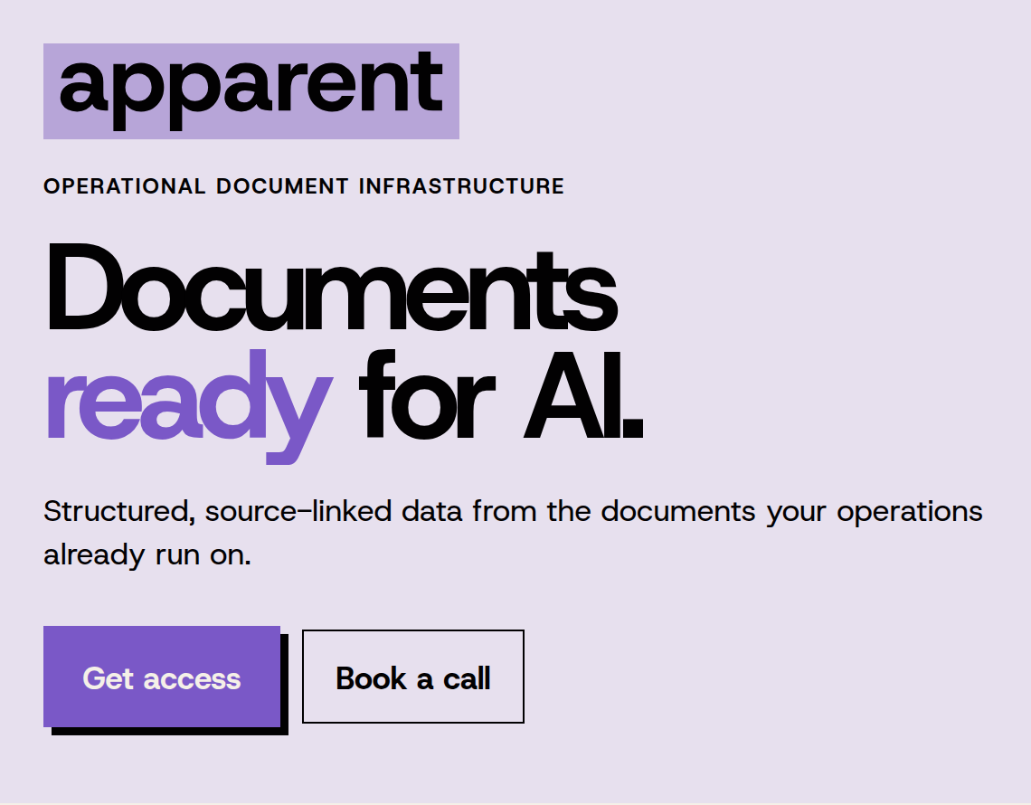 Apparent — Documents ready for AI. Official brand hero.